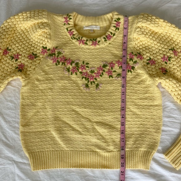 LoveShackFancy Sweater Kenzly Crochet Pullover in Mellow Yellow - Picture 16 of 17